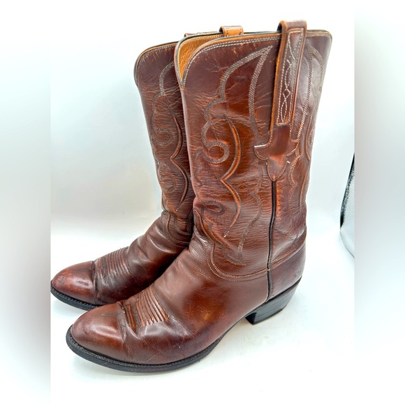 Lucchese Classics Chocolate Oil Calf Leather Cowboy Western Boots Sz 11 D - Picture 6 of 14